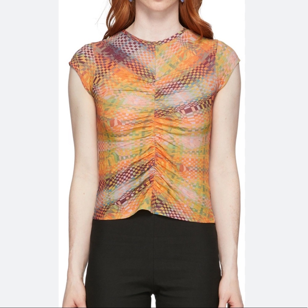 Paloma Wool Checkered Ruched Tee